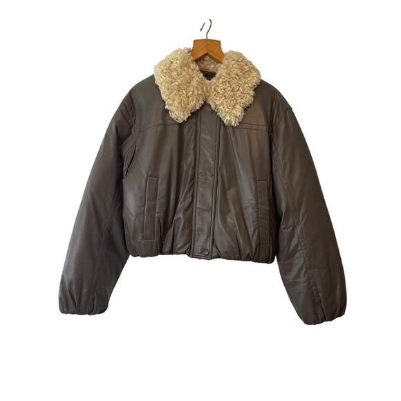 Stand Studio Fran Faux Fur Bomber Jacket Brown Size 6 NWT Free People - Picture 3 of 12